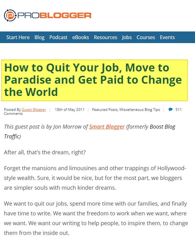 ProBlogger catchy headline title