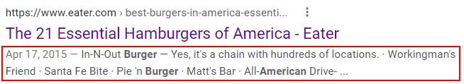 meta description that google auto-filled