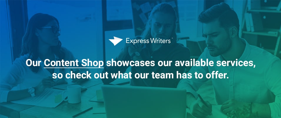 Express writers content shop banner