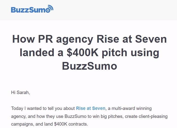 Buzzsumo Personalized Email